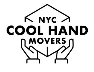 NYC Cool Hand Movers logo: two hands holding up a house outline above the company name